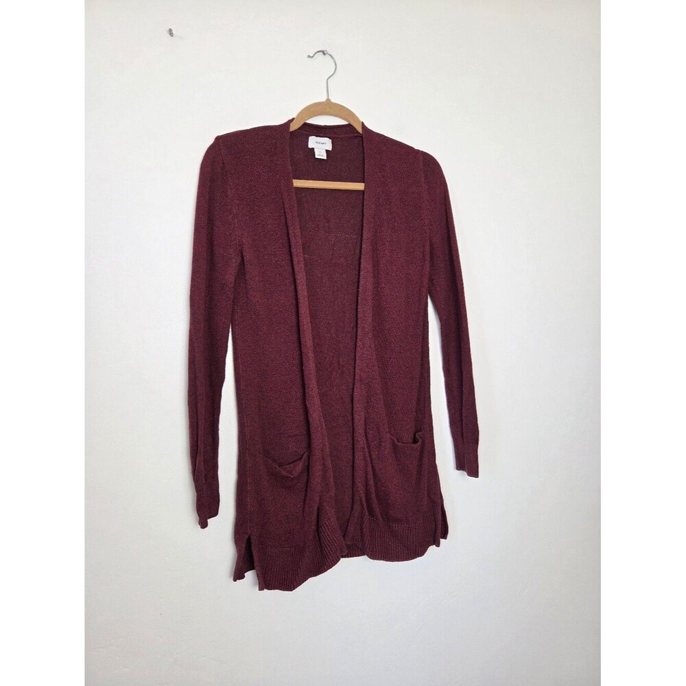 Old Navy Maroon Burgundy Cardigan Sweater Oversized Open Front Cozy Teacher XS